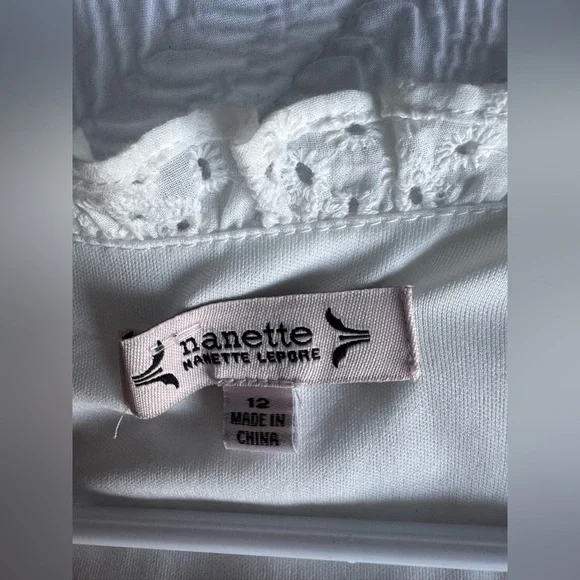 Nanette Lepore Mila Eyelet Mini Dress White Size 12, new with tag - Picture 7 of 8